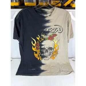 Poison Skull Roses Flames Tie Dye T Shirt Large